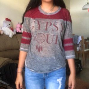Gypsy soul shirt gray and red